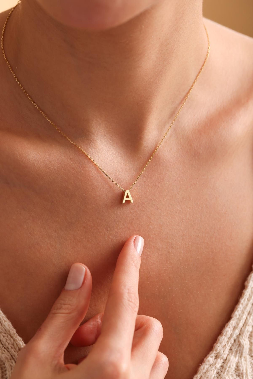 Dainty Gold initial  necklace