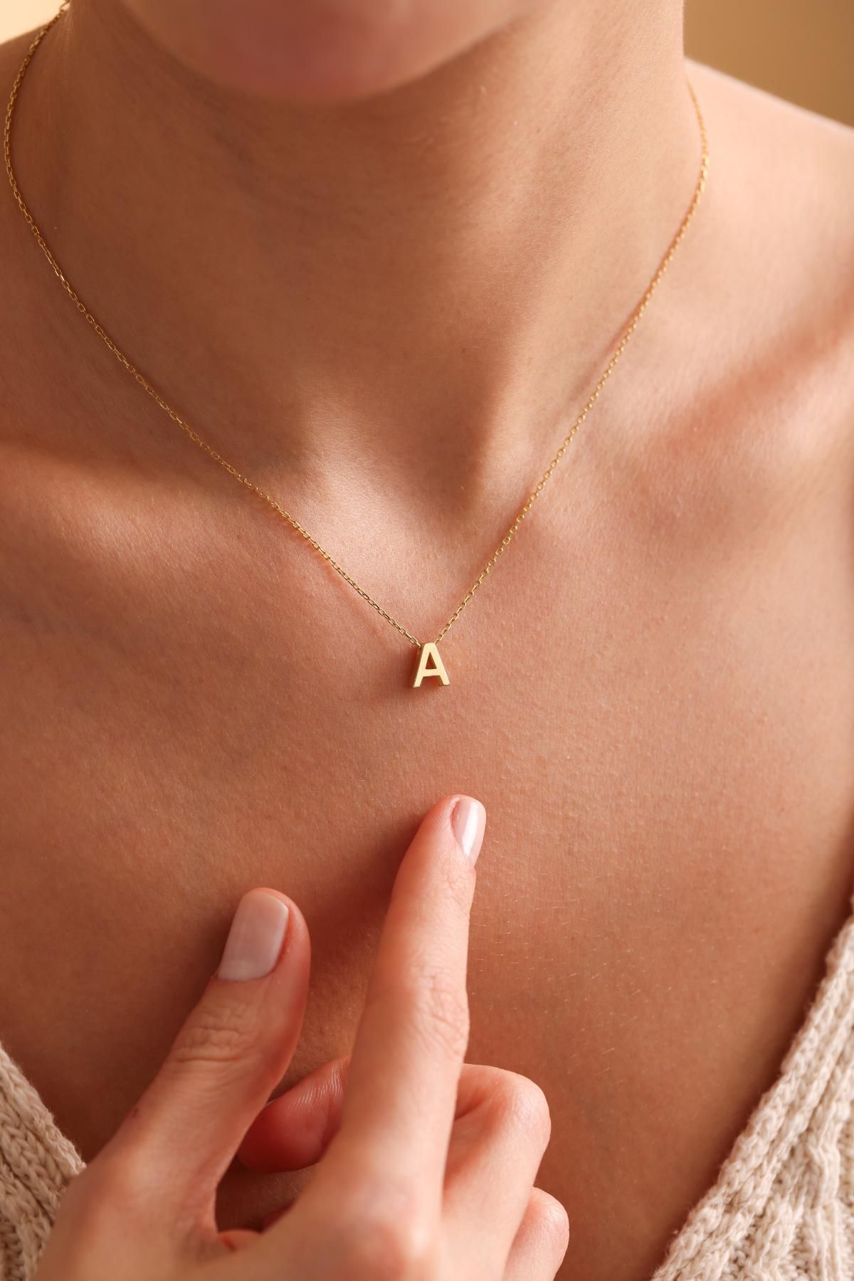 Dainty Gold initial  necklace