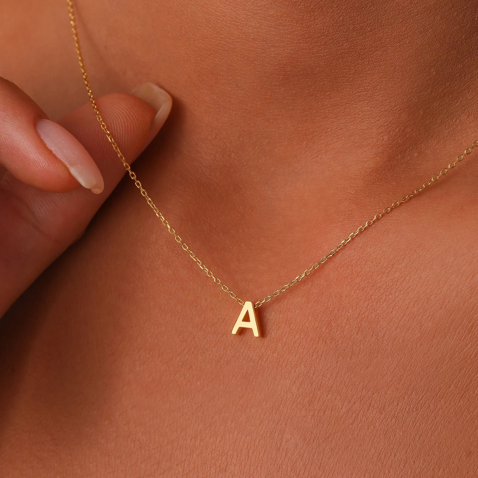 Dainty Gold initial  necklace