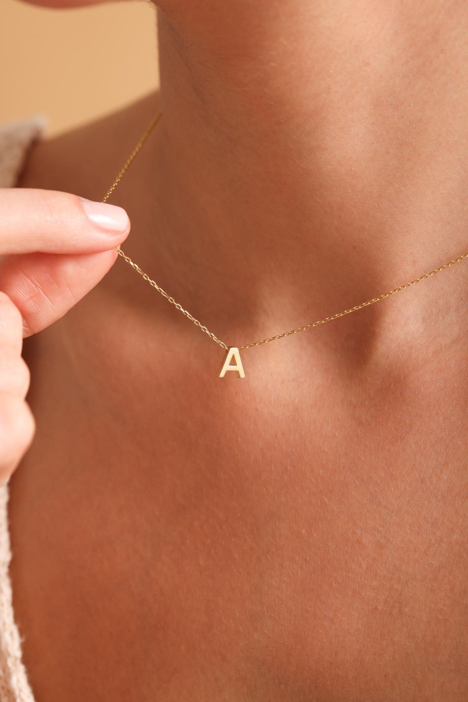 Dainty Gold initial  necklace